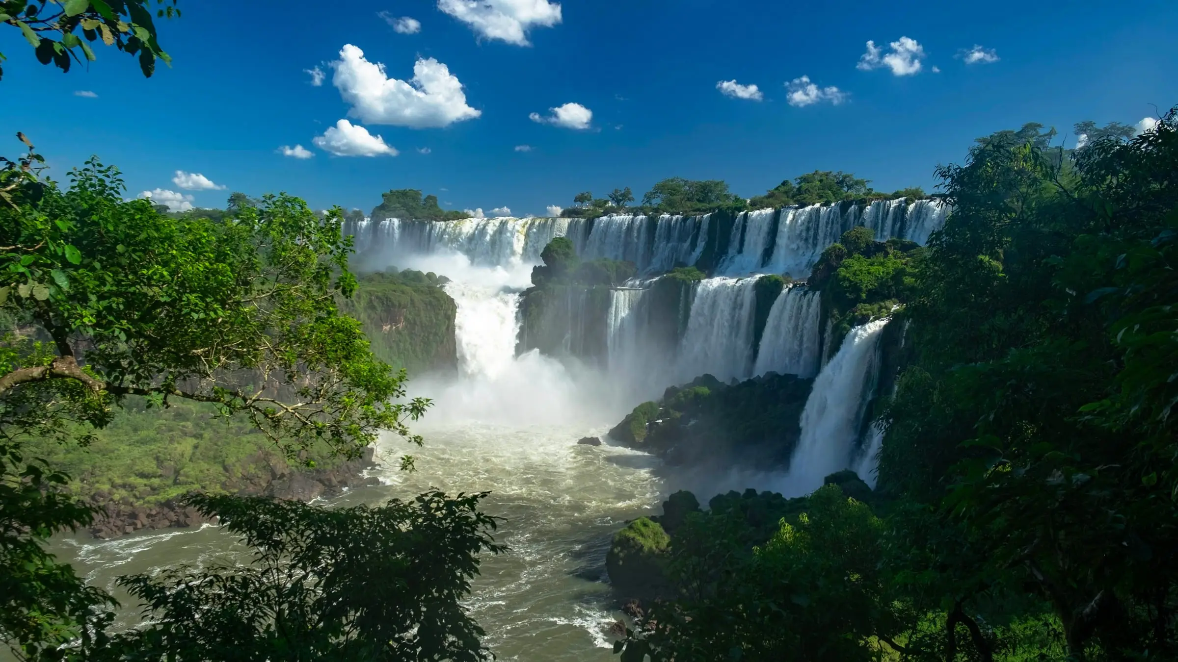 Panorama of Iguazú Falls and subtropical forest