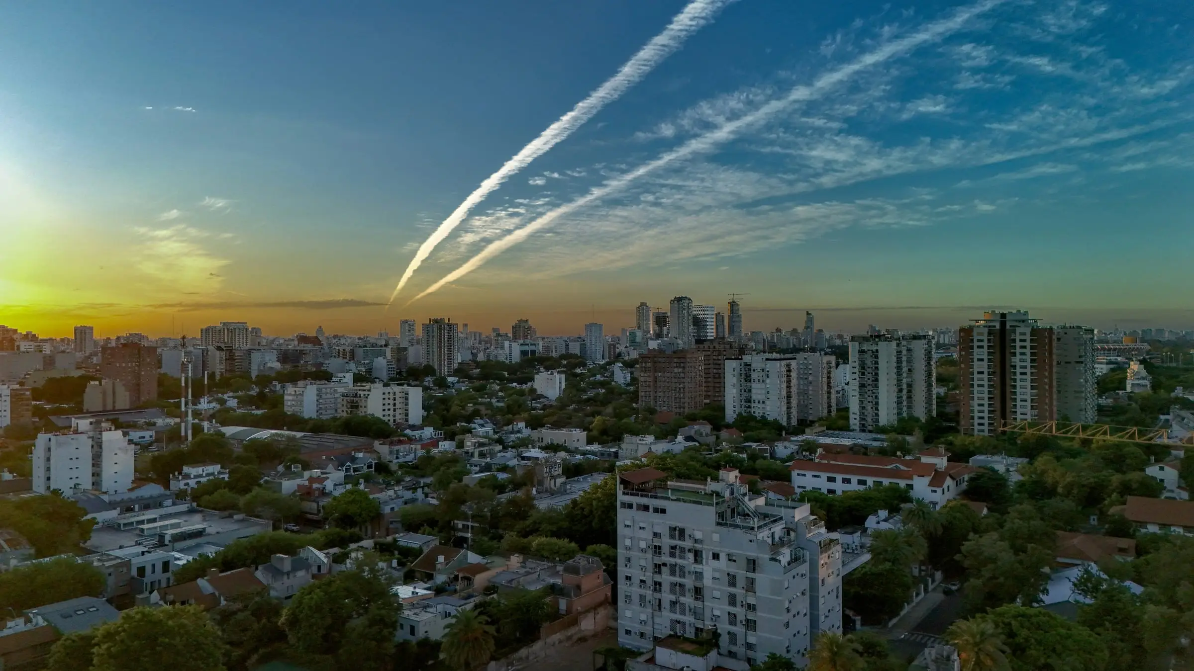 Buenos Aires skyline at sunset