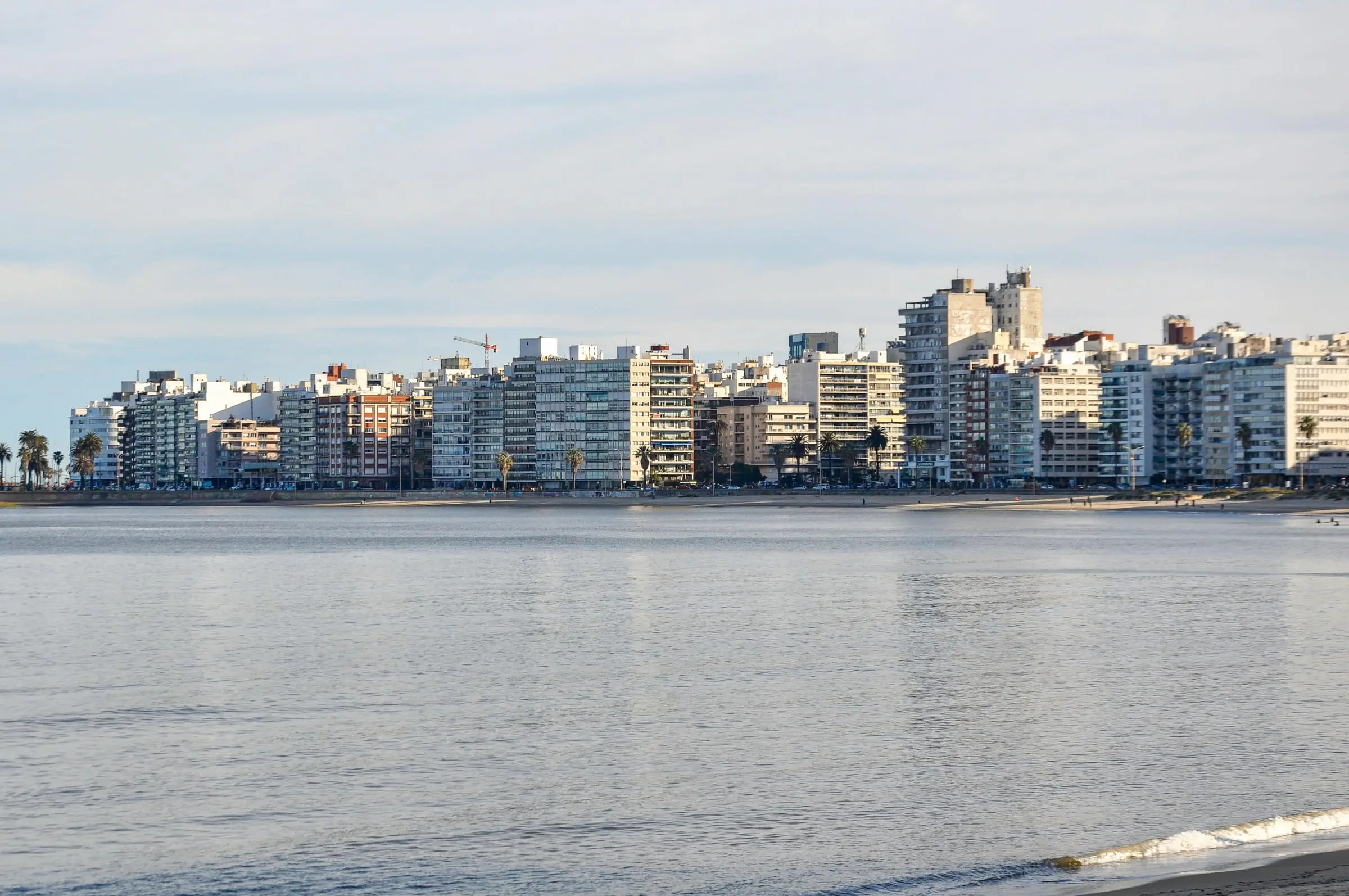 Montevideo coastal skyline seen across water