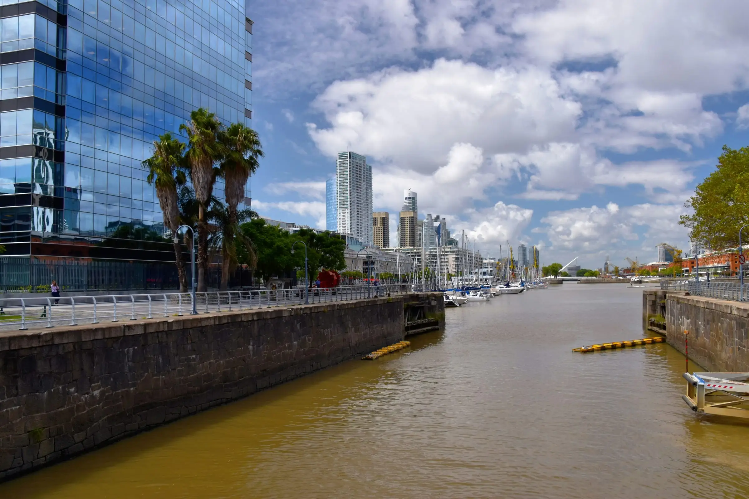 Puerto Madero marina, sailboats and waterfront buildings