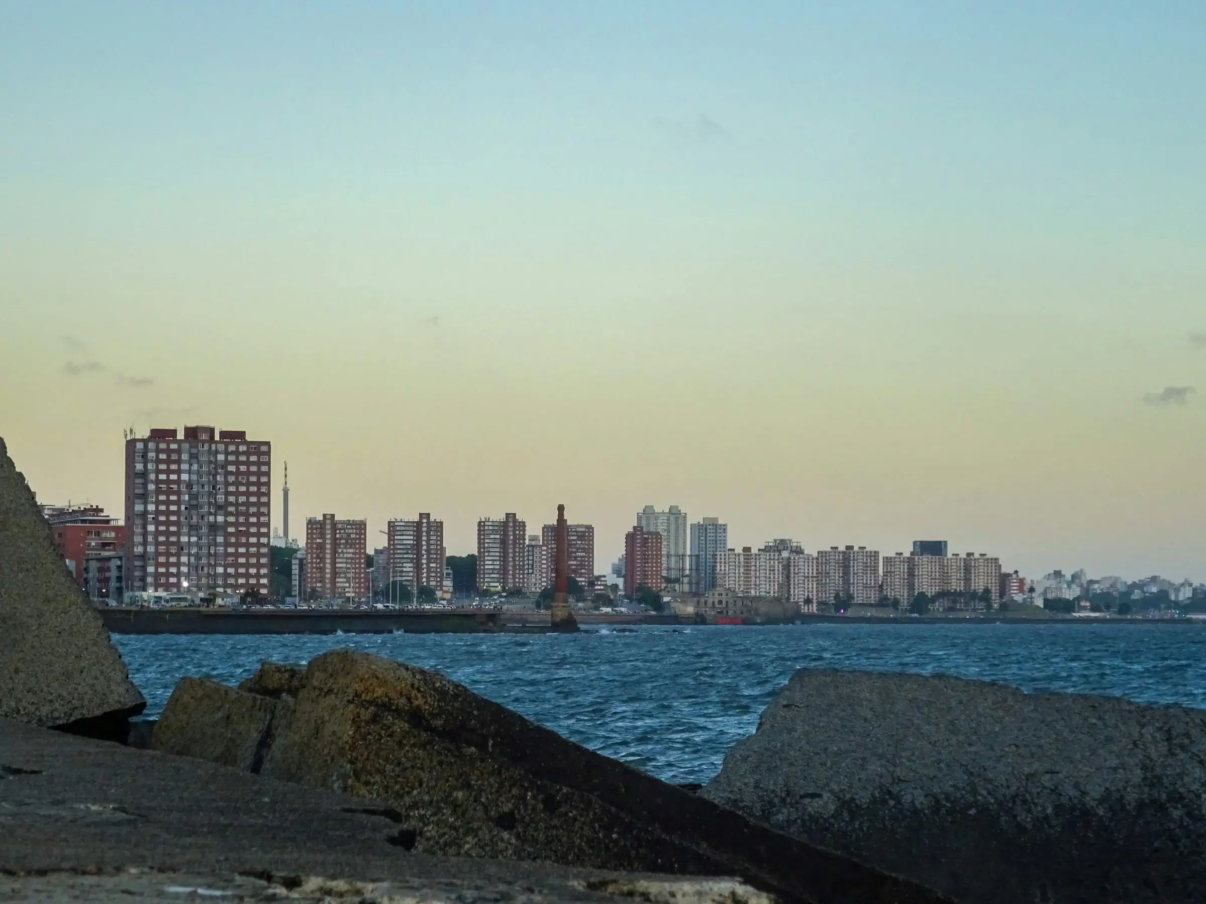 Montevideo coastal skyline from waterfront