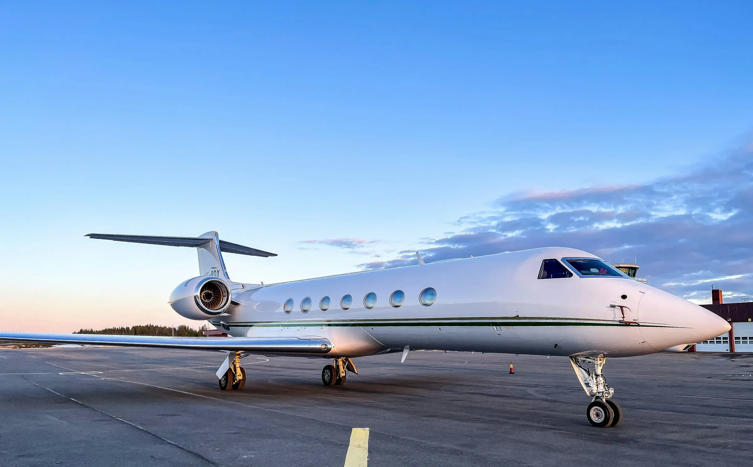Private business jet on apron